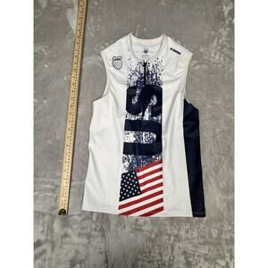 K-Swiss Size Medium USA Cycling Running Top White Vest